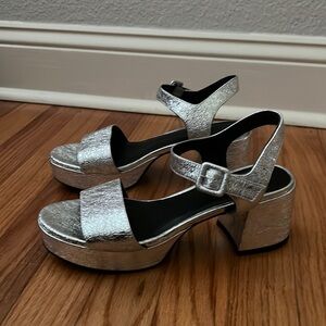 M. Gemi Silver Metallic Platform Sandals